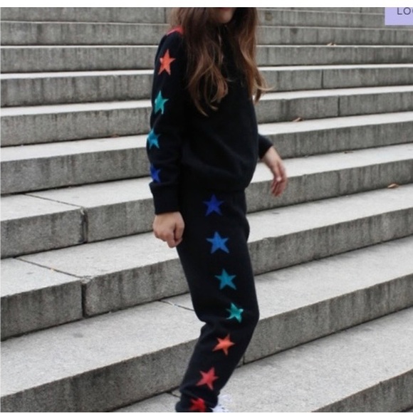 Black cashmere sweater with star detail